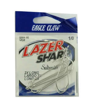 Eagle Claw - Lazer Sharp 2X Long Hooks, Size 1/0 - 8 pack - $2.95