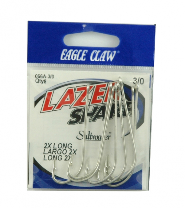Eagle Claw - Lazer Sharp 2X Long Hooks, Size 3/0 - 8 pack - $2.95
