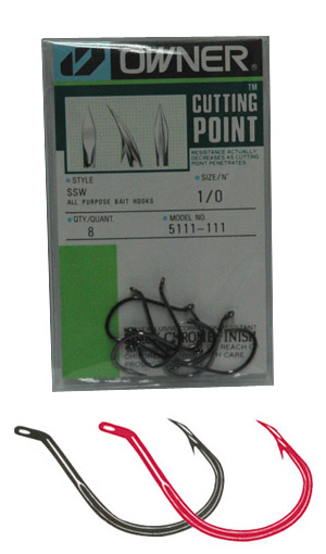 Owner - All Purpose Bait Hook with Cutting Point, size 1/0, 8 pack